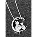 Necklace Platinum Plated Cats On Moon